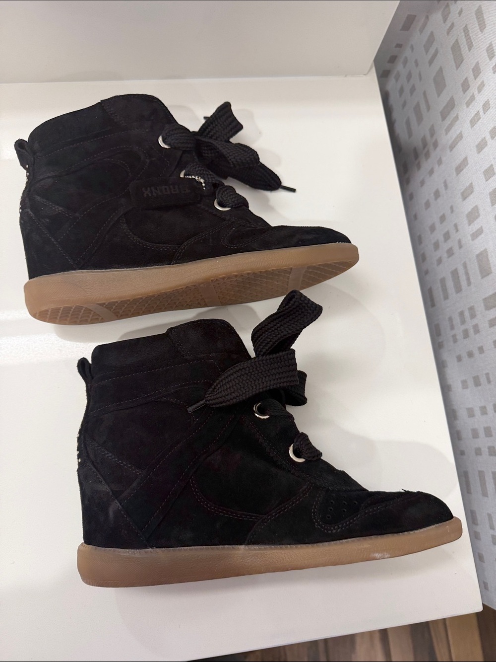 Bronx Jae-yy suede wedge black sneakers NWOB Sz 40/US 19 - Picture 3 of 10